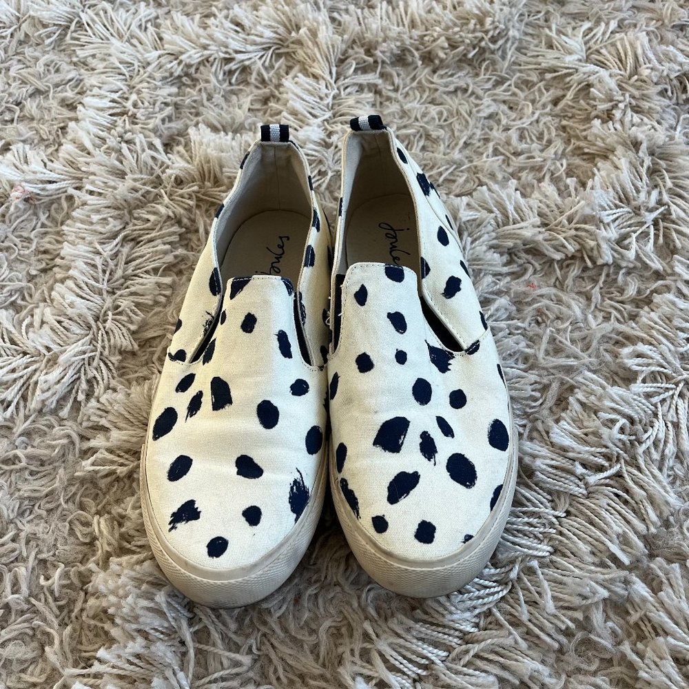Joules Fay Slip On Sneakers cream and navy cotton canvas size 38